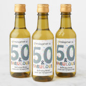 Étiquettes Pour Bouteilles De Vin 50 & Fabuleux Ajouter un nom Cute Blue Confetti An (Bouteilles)