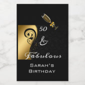 Étiquettes Pour Bouteilles De Vin 50 & Fabuleux Black Gold Birthday Mini Bottle (Étiquettes simples)