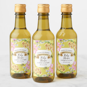 Étiquettes Pour Bouteilles De Vin Abeille jaune et Baby shower Fleur sauvage Faveurs
