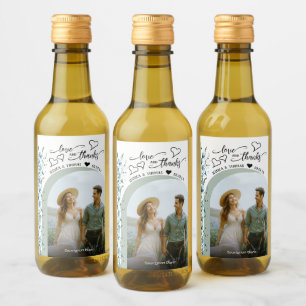 Étiquettes Pour Bouteilles De Vin Amour & Merci Blue Fleurs sauvages Mariage Photo M