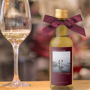 Étiquettes Pour Bouteilles De Vin Amour & Merci Bourgogne Mariage Photo Mini