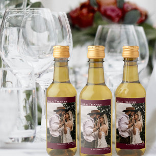 Étiquettes Pour Bouteilles De Vin Amour & Merci Bourgogne Simple Photo Mariage Mini