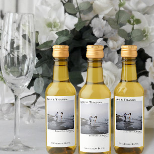 Étiquettes Pour Bouteilles De Vin Amour & Merci Simple Minimaliste Photo Mariage Min