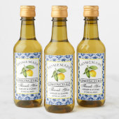 Étiquettes Pour Bouteilles De Vin Aquarelle Citron Carrelage bleu Limoncello Mini Ét (Bouteilles)