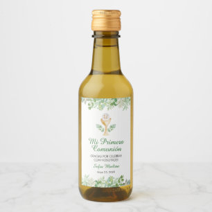 Étiquettes Pour Bouteilles De Vin Aquarelle Feuille première communion Petit espagno