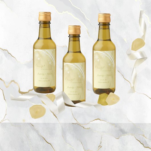 Étiquettes Pour Bouteilles De Vin Aquarelle Noelle Gold Mini