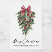 Étiquettes Pour Bouteilles De Vin Aquarelle Pines calligraphie Encre Noël Mini (Étiquettes simples)