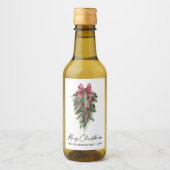 Étiquettes Pour Bouteilles De Vin Aquarelle Pines calligraphie Encre Noël Mini (Devant)