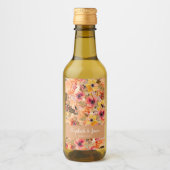 Étiquettes Pour Bouteilles De Vin Automne Aquarelle Fleurs Mariage Mini (Devant)