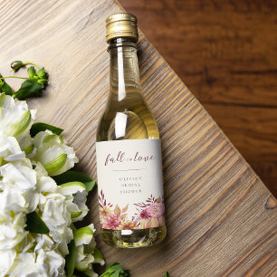 Étiquettes Pour Bouteilles De Vin Automne Citrouille & Fleur sauvage "Fall in Love"