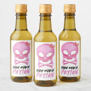 Étiquettes Pour Bouteilles De Vin Baby shower d'Halloween pour bébé rose Makin' Poti