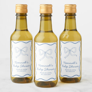 Étiquettes Pour Bouteilles De Vin Baby shower Favoriser Personnalisé Blue Bow Étique