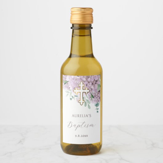 Étiquettes Pour Bouteilles De Vin Baptême de l'Hortensia Rougeoyant (Devant)