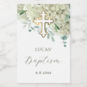 Étiquettes Pour Bouteilles De Vin Baptême d'Hydrangée blanche (Étiquettes simples)