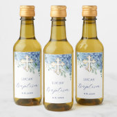 Étiquettes Pour Bouteilles De Vin Baptême d'Hydrangée Bleue (Bouteilles)