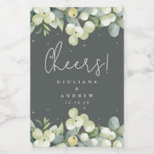 Étiquettes Pour Bouteilles De Vin Berneberge verte+Eucalyptus Mariage d'hiver Mini (Étiquettes simples)