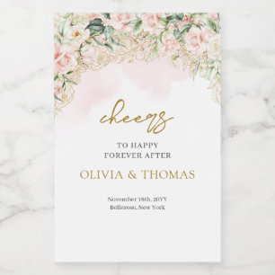 Étiquettes Pour Bouteilles De Vin Bohême Blush rose eucalyptus et mariage d'or