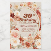 Étiquettes Pour Bouteilles De Vin Boho terracotta bordeaux 30e anniversaire (Étiquettes simples)