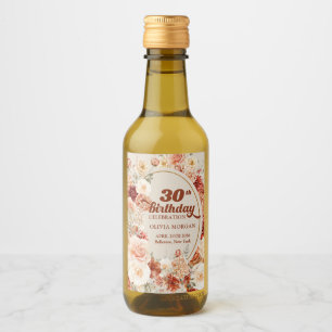 Étiquettes Pour Bouteilles De Vin Boho terracotta bordeaux 30e anniversaire