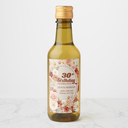 Étiquettes Pour Bouteilles De Vin Boho terracotta bordeaux 30e anniversaire (Devant)