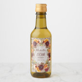 Étiquettes Pour Bouteilles De Vin Bourgogne Burnt Orange Floral Femmes 50e Anniversa (Devant)
