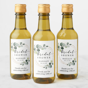 Étiquettes Pour Bouteilles De Vin Cadeau de Fête de Mariage Eucalyptus Doré et Verdu