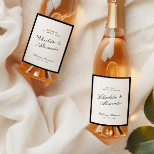 Étiquettes Pour Bouteilles De Vin Calligraphie classique Vieux Mariage d'argent