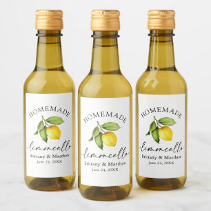 Étiquettes Pour Bouteilles De Vin Calligraphie de Limoncello maison Aquarelle Citron