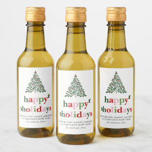 Étiquettes Pour Bouteilles De Vin Carte Holiday Holly Merry & Bright