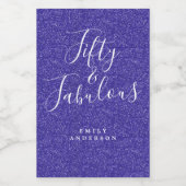 Étiquettes Pour Bouteilles De Vin Chic 50 Fabuleux Blue Parties scintillant Nom 50e  (Étiquettes simples)