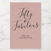 Étiquettes Pour Bouteilles De Vin Chic 50 Fabuleux rose Parties scintillant Nom 50e (Étiquettes simples)