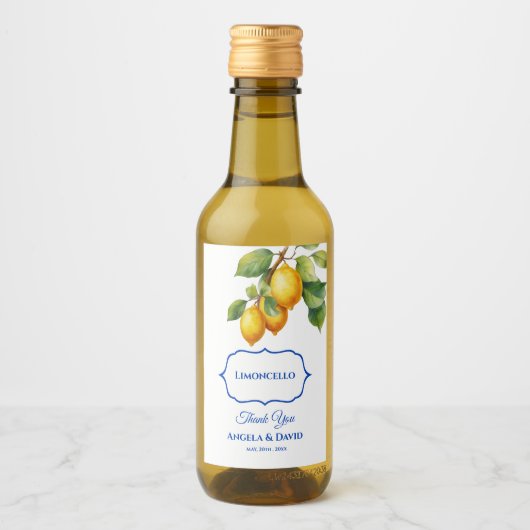Étiquettes Pour Bouteilles De Vin Citron Mini Limoncello Mariage (Devant)