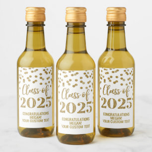Étiquettes Pour Bouteilles De Vin Classe de Parties scintillant d'or de 2025 Graduat