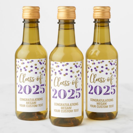 Étiquettes Pour Bouteilles De Vin Classe de Parties scintillant d'or pourpre de 2025 (Bouteilles)