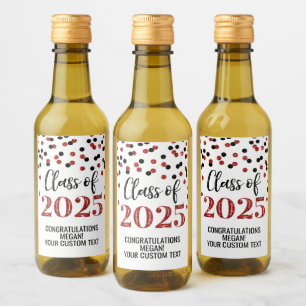 Étiquettes Pour Bouteilles De Vin Classe de Parties scintillant rouge noir de 2025 G