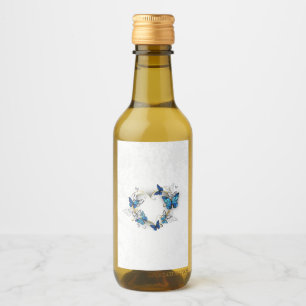 Étiquettes Pour Bouteilles De Vin Coeur bijoux avec papillons Morpho
