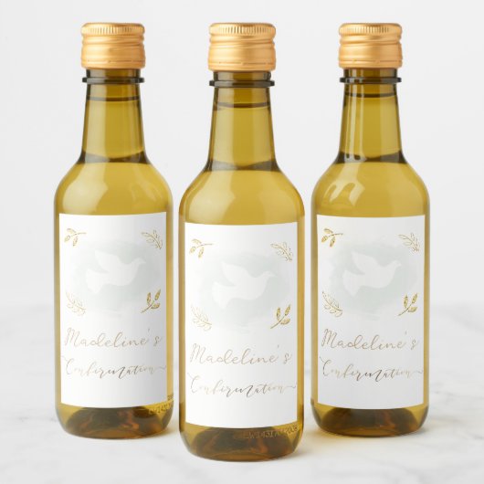 Étiquettes Pour Bouteilles De Vin Confirmation colombe blanche (Bouteilles)