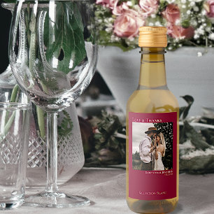 Étiquettes Pour Bouteilles De Vin Cranberry Red Mariage Photo Love & Thanks Mini
