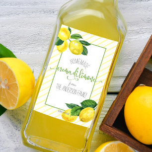 Étiquettes Pour Bouteilles De Vin Crema di Limone Aquarelle Lemons Nom du script Bol