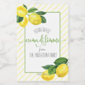 Étiquettes Pour Bouteilles De Vin Crema di Limone Aquarelle Lemons Nom du script Bol (Étiquettes simples)