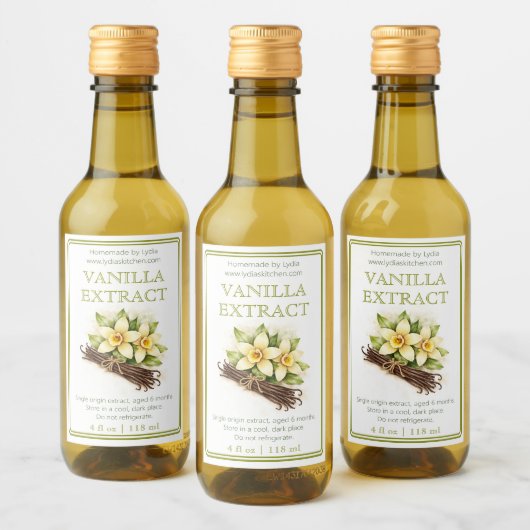 Étiquettes Pour Bouteilles De Vin Custom Homemade Vanilla Extract Label (Bouteilles)