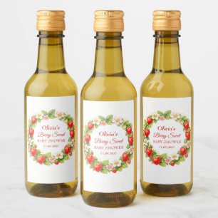 Étiquettes Pour Bouteilles De Vin Douce Baby Shower aux Fraises Bébé Fille Garçon