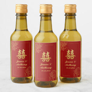Étiquettes Pour Bouteilles De Vin Dragon Phoenix Mariage chinois traditionnel