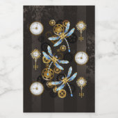 Étiquettes Pour Bouteilles De Vin Dragonflies de Steampunk sur arrière - plan rayé b (Étiquettes simples)