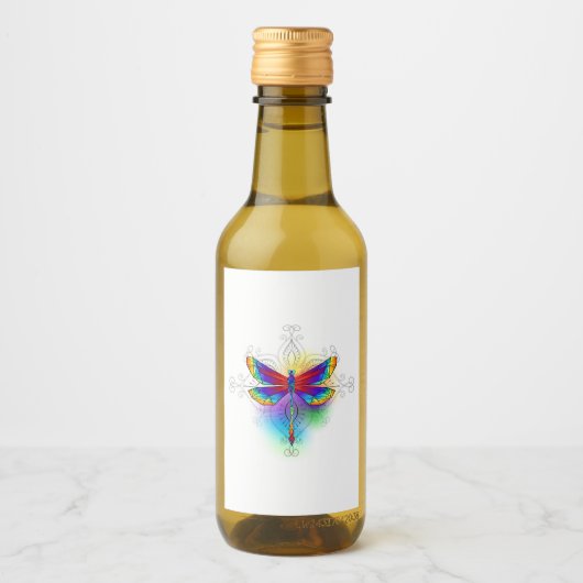 Étiquettes Pour Bouteilles De Vin Dragonfly en arc-en-ciel (Devant)