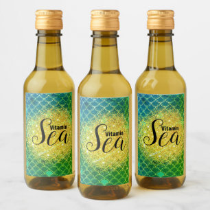 Étiquettes Pour Bouteilles De Vin Écailles de sirène émeraude turquoise personnalisa
