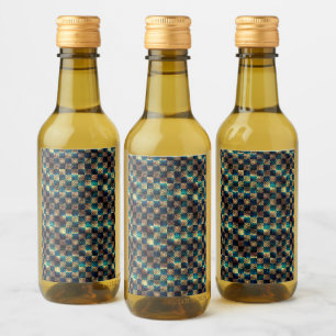 Étiquettes Pour Bouteilles De Vin Échecs sales et effet rayé, jaune et bleu