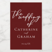 Étiquettes Pour Bouteilles De Vin Élégant Burgundy Script Mariage personnalisé Mini (Étiquettes simples)