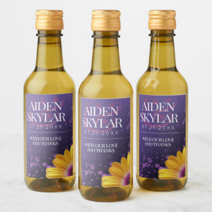 Étiquettes Pour Bouteilles De Vin Elegant Golden Daisy