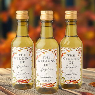Étiquettes Pour Bouteilles De Vin Élégant Mariage d'automne Feuilles personnalisé Mi